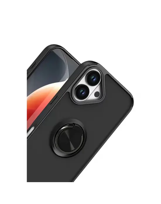 Apple İphone 17 Montreal Yüzüklü Silikon Kapak - Siyah