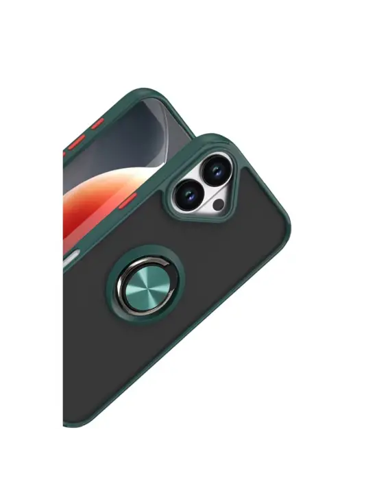 Apple İphone 17 Montreal Yüzüklü Silikon Kapak - Yeşil