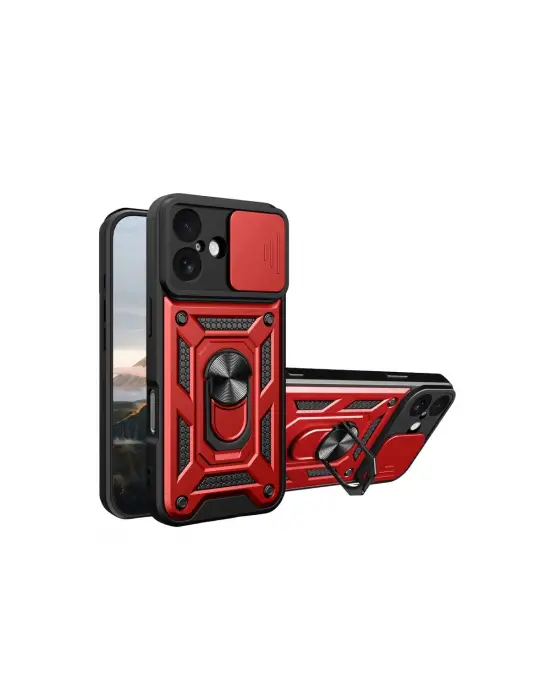 Apple İphone 17 Pars Lens Yüzüklü Silikon - Kırmızı