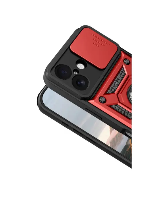 Apple İphone 17 Pars Lens Yüzüklü Silikon - Kırmızı