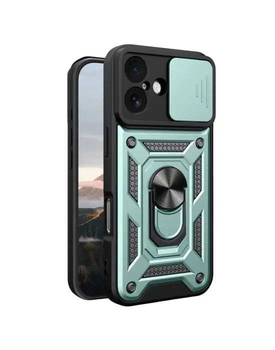 Apple İphone 17 Pars Lens Yüzüklü Silikon - Yeşil
