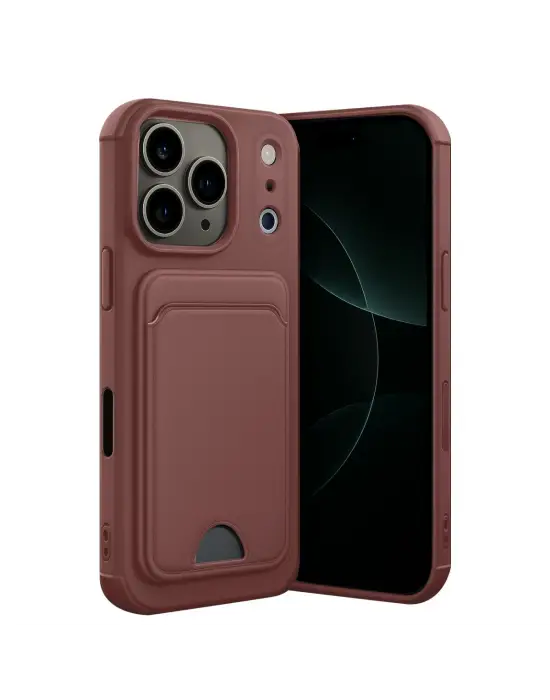 Apple İphone 17 Pro Kelvin Kartvizitli Silikon - Bordo