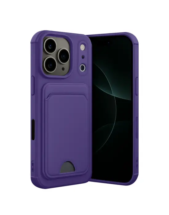 Apple İphone 17 Pro Kelvin Kartvizitli Silikon - Derin Mor