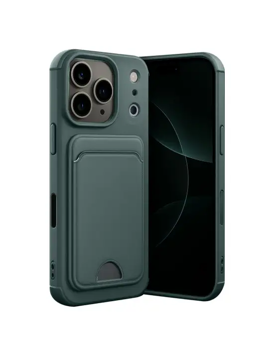 Apple İphone 17 Pro Kelvin Kartvizitli Silikon - Koyu Yeşil