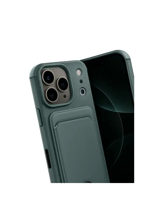 Apple İphone 17 Pro Kelvin Kartvizitli Silikon - Koyu Yeşil