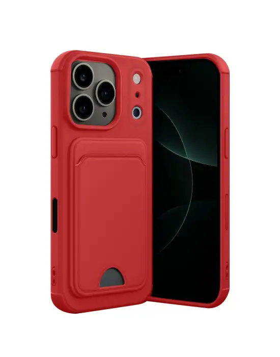 Apple İphone 17 Pro Max Kelvin Kartvizitli Silikon - Kırmızı