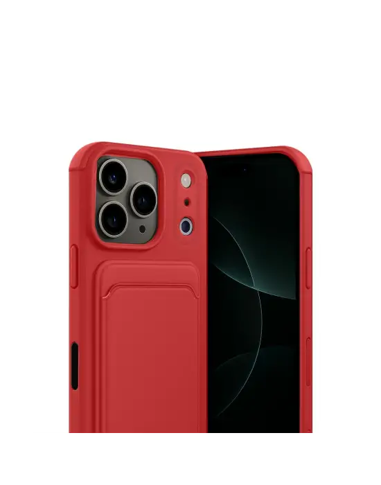 Apple İphone 17 Pro Max Kelvin Kartvizitli Silikon - Kırmızı