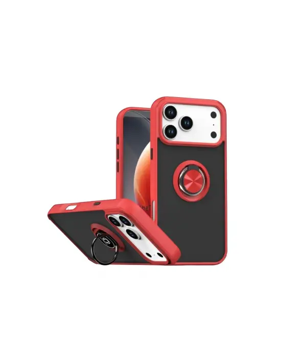 Apple İphone 17 Pro Max Montreal Yüzüklü Silikon Kapak - Kırmızı