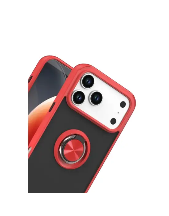 Apple İphone 17 Pro Max Montreal Yüzüklü Silikon Kapak - Kırmızı