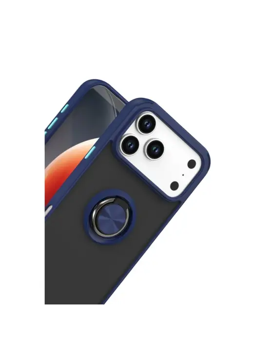 Apple İphone 17 Pro Max Montreal Yüzüklü Silikon Kapak - Lacivert