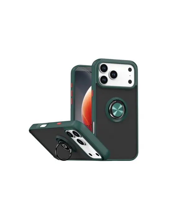 Apple İphone 17 Pro Max Montreal Yüzüklü Silikon Kapak - Yeşil