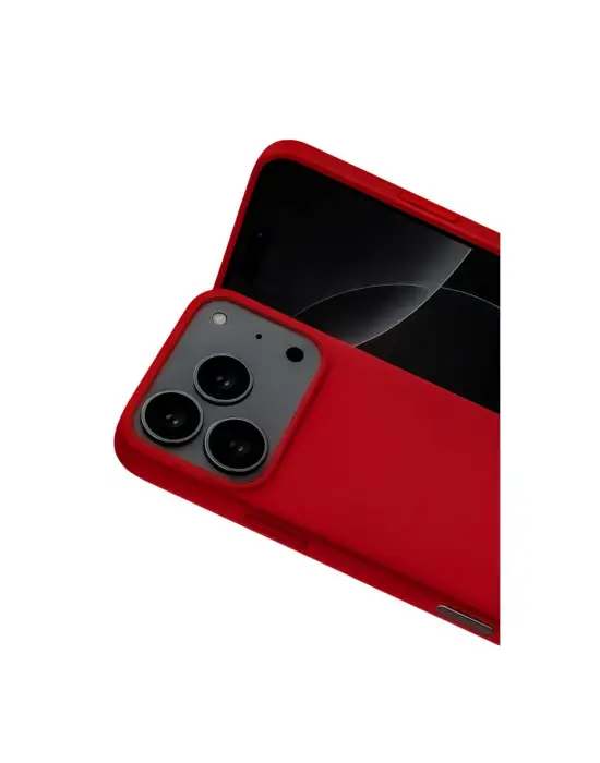 Apple İphone 17 Pro Max Nano İçi Kadife Silikon - Kırmızı