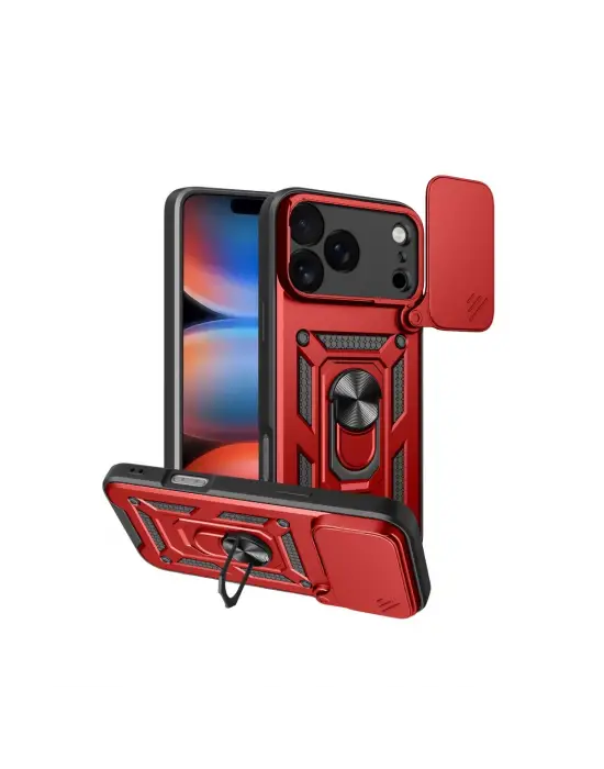 Apple İphone 17 Pro Max Pars Lens Yüzüklü Silikon - Kırmızı