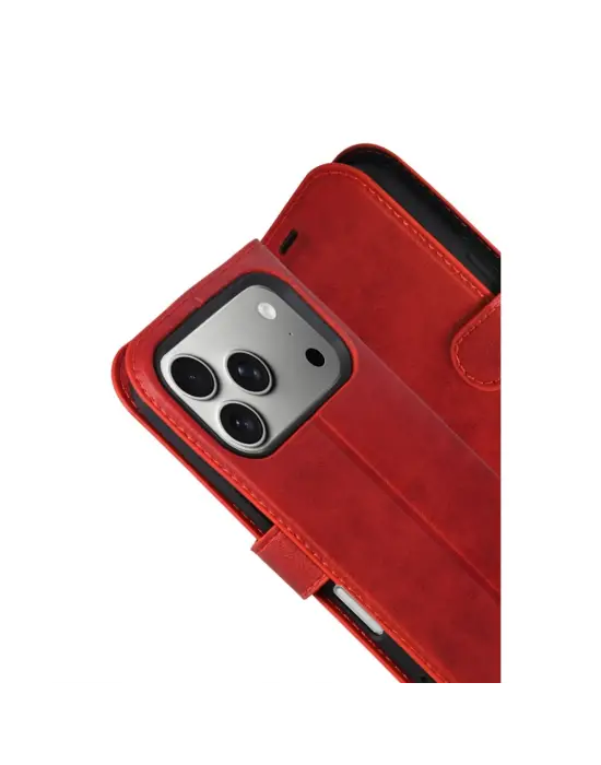 Apple İphone 17 Pro Max Trend S Plus Kapaklı Kılıf - Kırmızı
