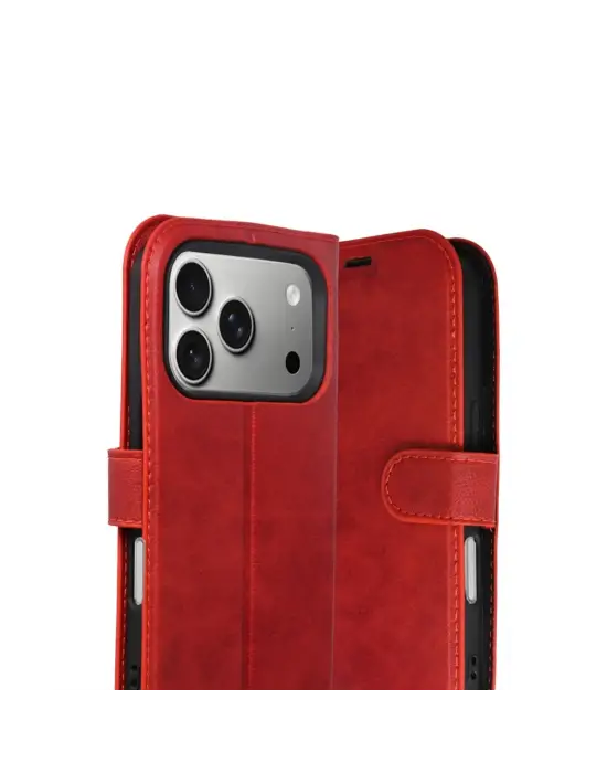 Apple İphone 17 Pro Max Trend S Plus Kapaklı Kılıf - Kırmızı