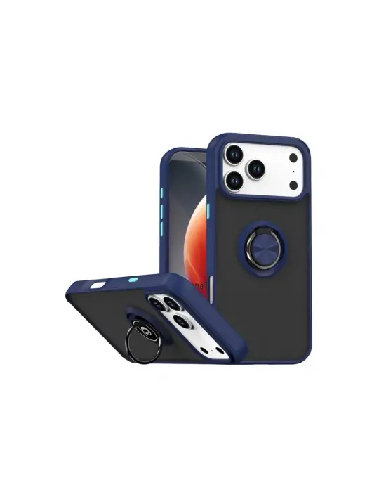 Apple İphone 17 Pro Montreal Yüzüklü Silikon Kapak - Lacivert