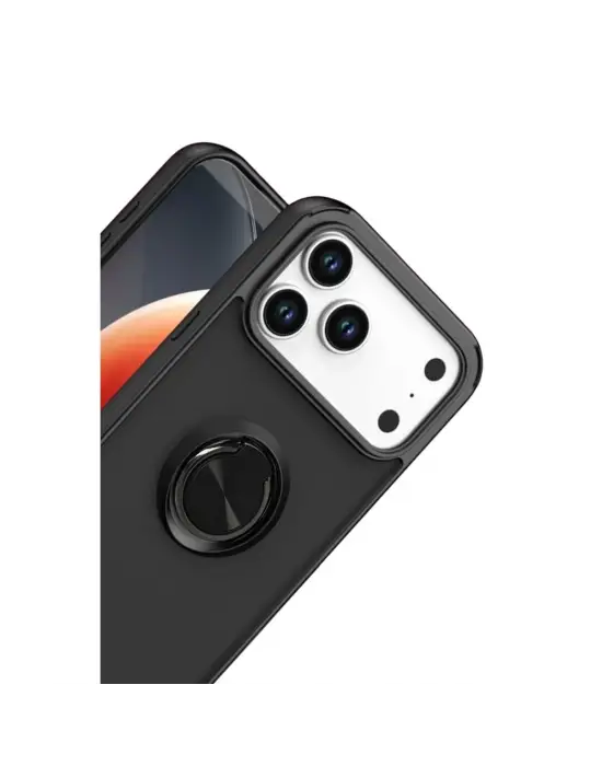 Apple İphone 17 Pro Montreal Yüzüklü Silikon Kapak - Siyah