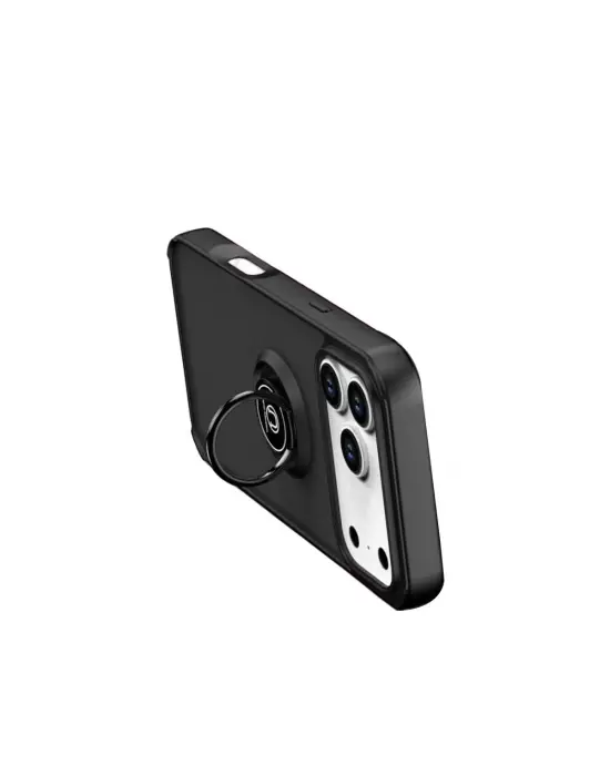 Apple İphone 17 Pro Montreal Yüzüklü Silikon Kapak - Siyah