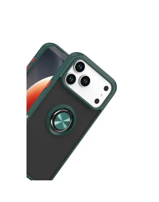 Apple İphone 17 Pro Montreal Yüzüklü Silikon Kapak - Yeşil