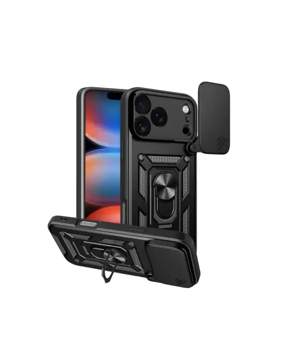 Apple İphone 17 Pro Pars Lens Yüzüklü Silikon - Siyah