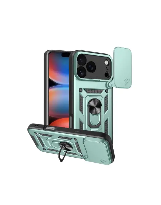 Apple İphone 17 Pro Pars Lens Yüzüklü Silikon - Yeşil