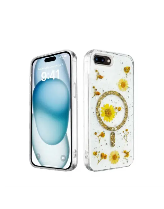 Apple İphone 7 Plus Kılıf Daisy Simli Magsafe Kapak - Gold