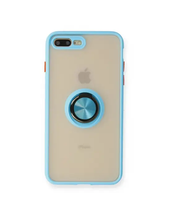 Apple İphone 7 Plus Kılıf Montreal Yüzüklü Silikon Kapak - Buz Mavi