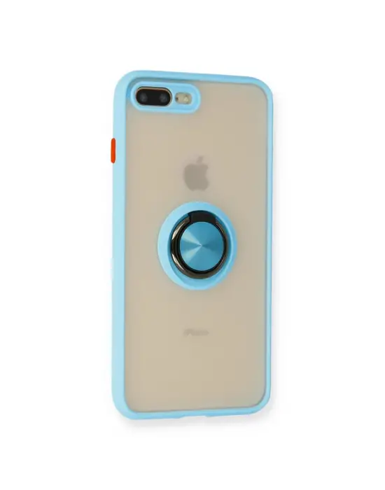 Apple İphone 7 Plus Kılıf Montreal Yüzüklü Silikon Kapak - Buz Mavi