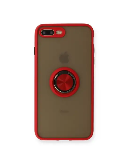 Apple İphone 7 Plus Kılıf Montreal Yüzüklü Silikon Kapak - Kırmızı