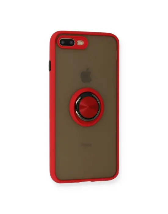 Apple İphone 7 Plus Kılıf Montreal Yüzüklü Silikon Kapak - Kırmızı