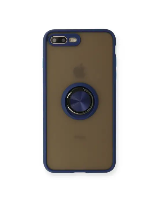 Apple İphone 7 Plus Kılıf Montreal Yüzüklü Silikon Kapak - Lacivert