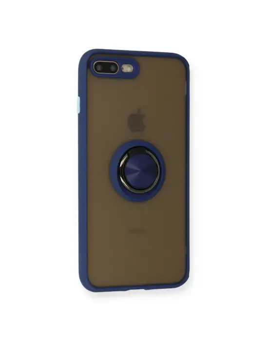 Apple İphone 7 Plus Kılıf Montreal Yüzüklü Silikon Kapak - Lacivert