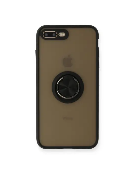Apple İphone 7 Plus Kılıf Montreal Yüzüklü Silikon Kapak - Siyah