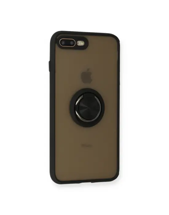 Apple İphone 7 Plus Kılıf Montreal Yüzüklü Silikon Kapak - Siyah