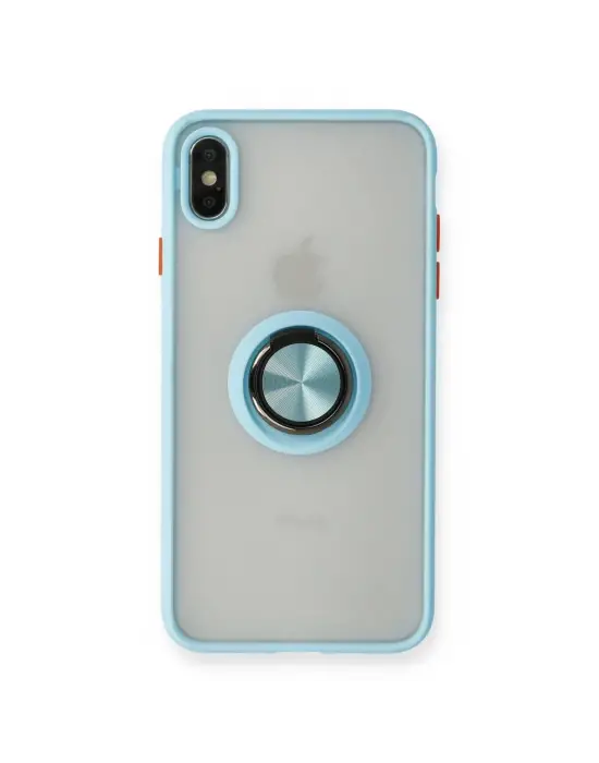 Apple İphone X Kılıf Montreal Yüzüklü Silikon Kapak - Buz Mavi