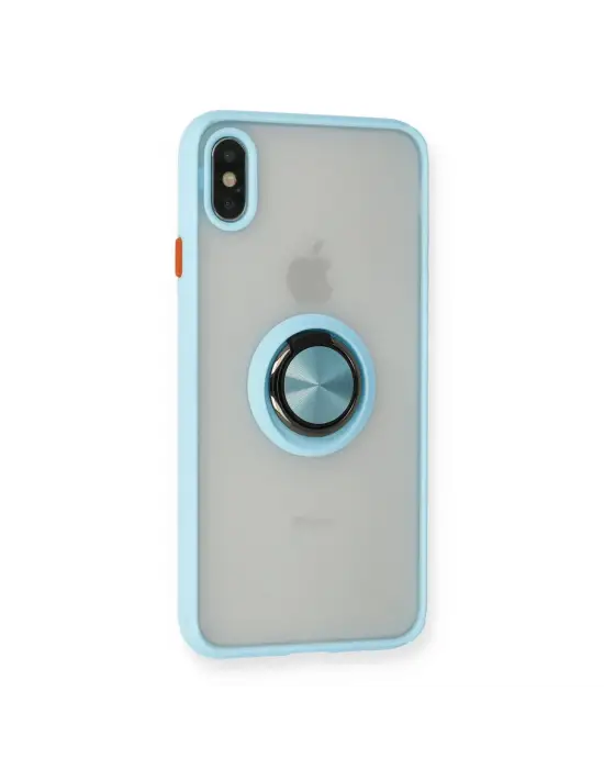 Apple İphone X Kılıf Montreal Yüzüklü Silikon Kapak - Buz Mavi