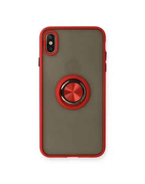 Apple İphone X Kılıf Montreal Yüzüklü Silikon Kapak - Kırmızı