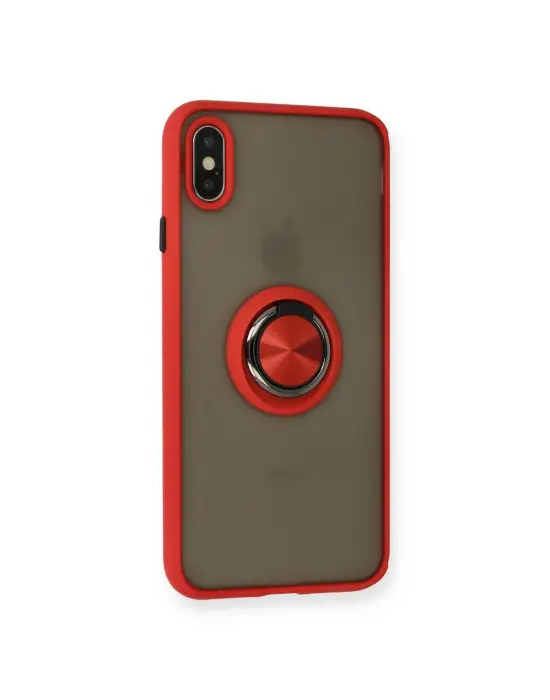 Apple İphone X Kılıf Montreal Yüzüklü Silikon Kapak - Kırmızı