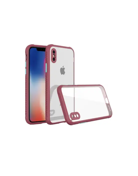 Apple İphone Xs Max Kılıf Miami Şeffaf Silikon - Fuşya