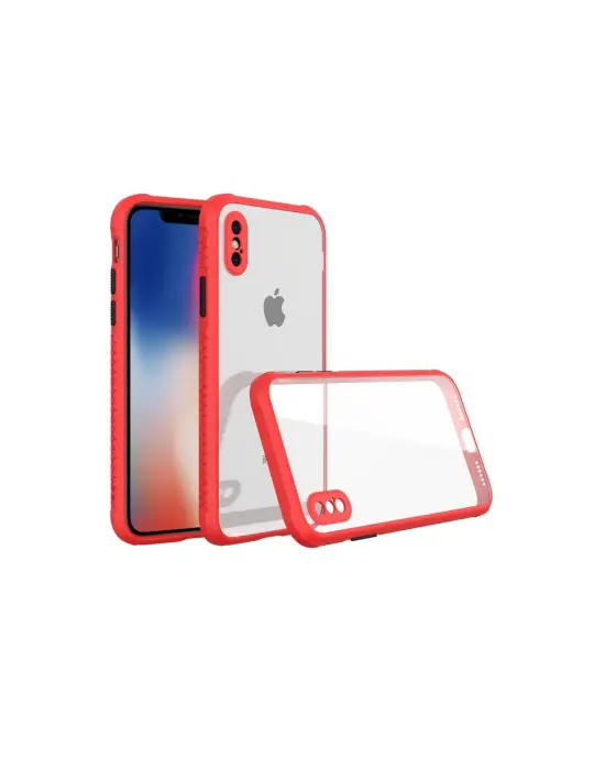 Apple İphone Xs Max Kılıf Miami Şeffaf Silikon - Kırmızı