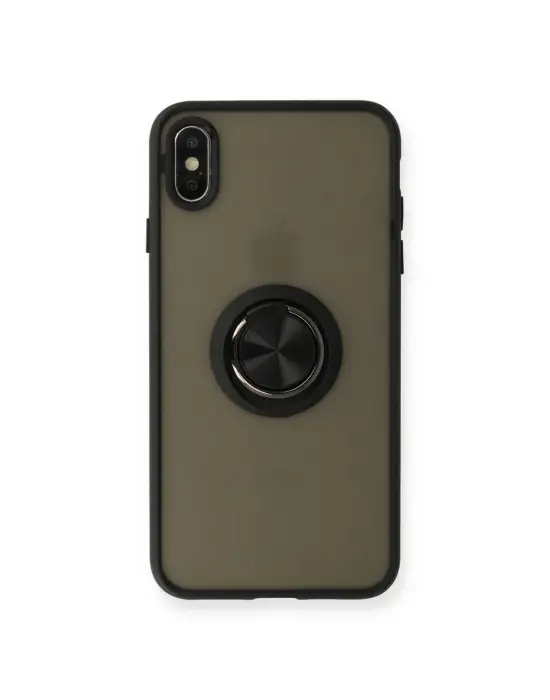 Apple İphone Xs Max Kılıf Montreal Yüzüklü Silikon Kapak - Siyah