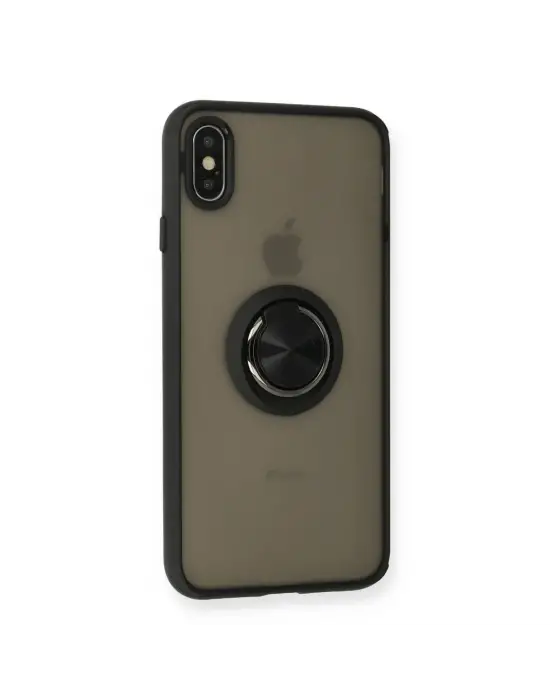 Apple İphone Xs Max Kılıf Montreal Yüzüklü Silikon Kapak - Siyah