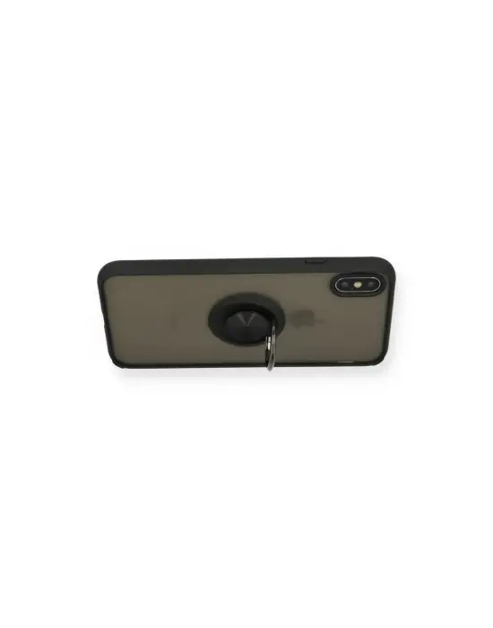 Apple İphone Xs Max Kılıf Montreal Yüzüklü Silikon Kapak - Siyah