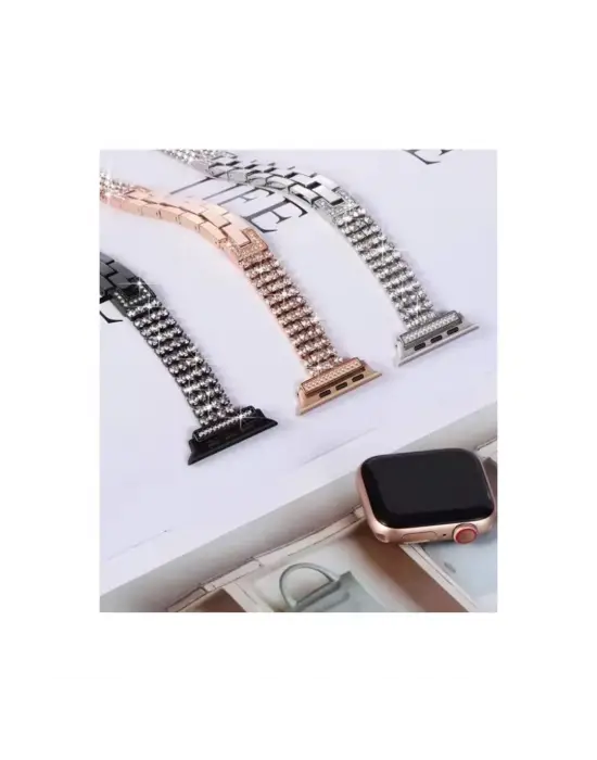 Apple Watch 38mm Live Taşlı Kordon (saat Değildir) - Gold