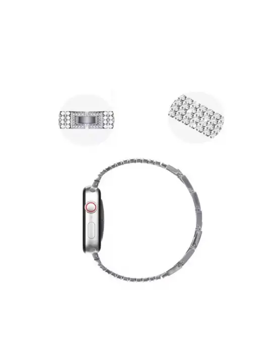 Apple Watch 38mm Live Taşlı Kordon (saat Değildir) - Siyah