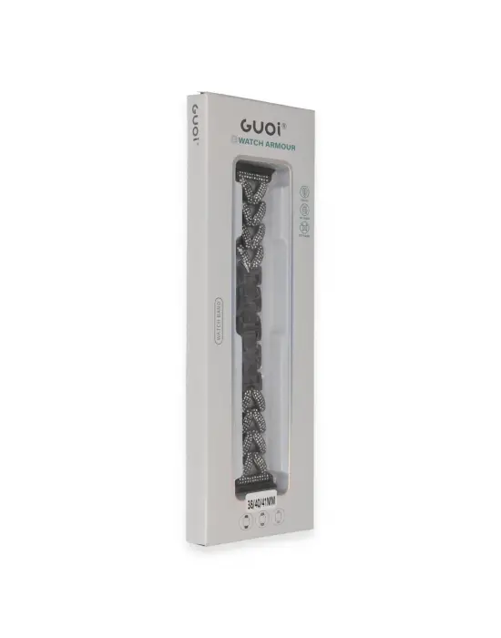 Apple Watch 38mm Node Taşlı Kordon (saat Değildir) - Siyah