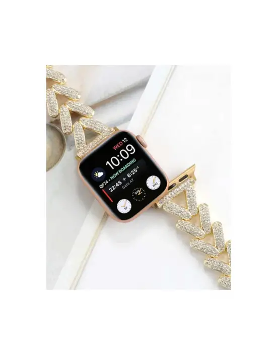 Apple Watch 38mm Node Taşlı Kordon (saat Değildir) - Siyah