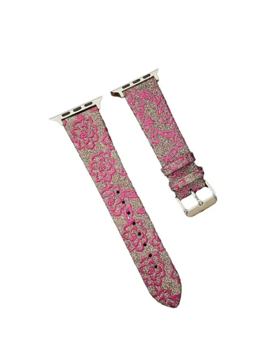 Apple Watch 42mm Creeper Desenli Kordon (saat Değildir) - Pembe