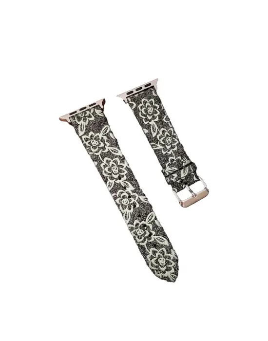 Apple Watch 42mm Creeper Desenli Kordon (saat Değildir) - Siyah
