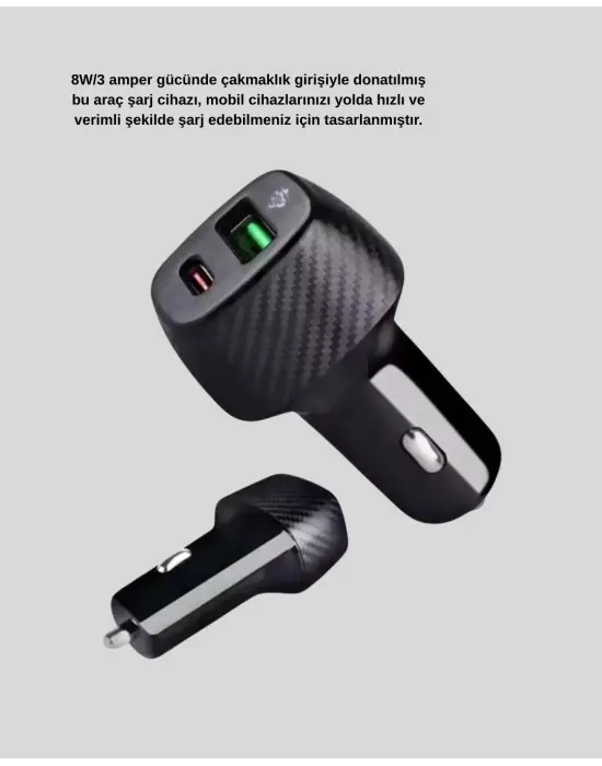Araç İçi Bluetooth Müzik Kiti + Type-c Pd Araç Şarjı Seti